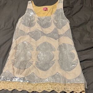 Free People Silver and Cream Mini Dress